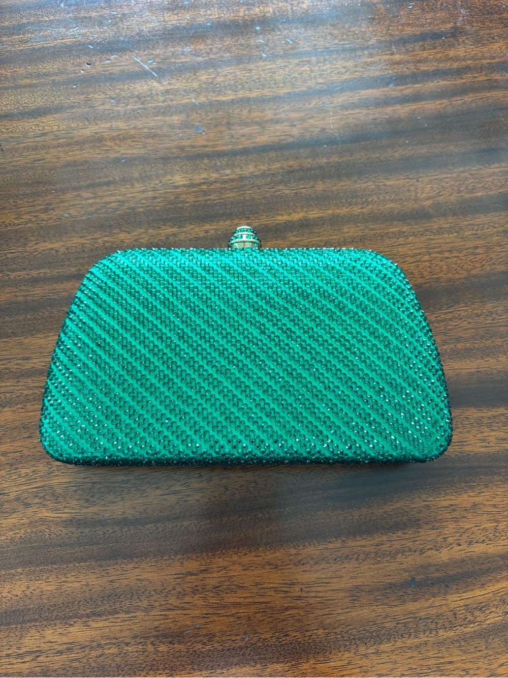 Elegant Green Crystal Evening Clutch - Women's Sparkle Handbag